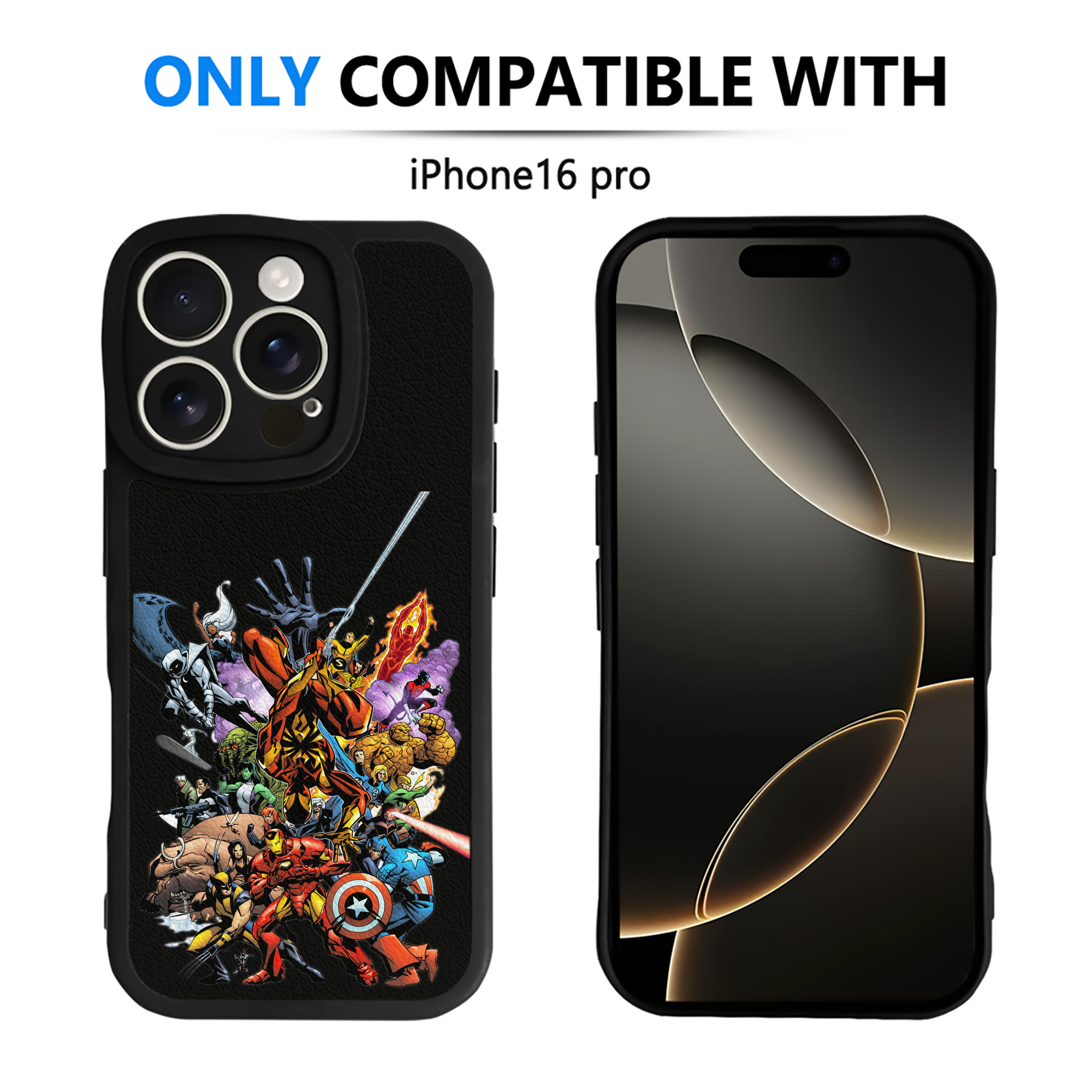 （画像用） アベンジャーズ The Avengers 【iPhone 16シリーズ対応】シリコンスマホケース（レザー調） 材質：シリコン